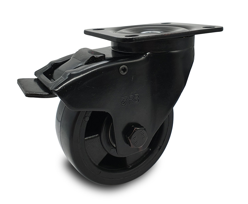 Black Economy Polyurethane Swivel Castor With Brake Swivel Castors