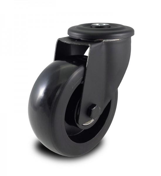 Black swivel castor with Economy polyurethane wheel