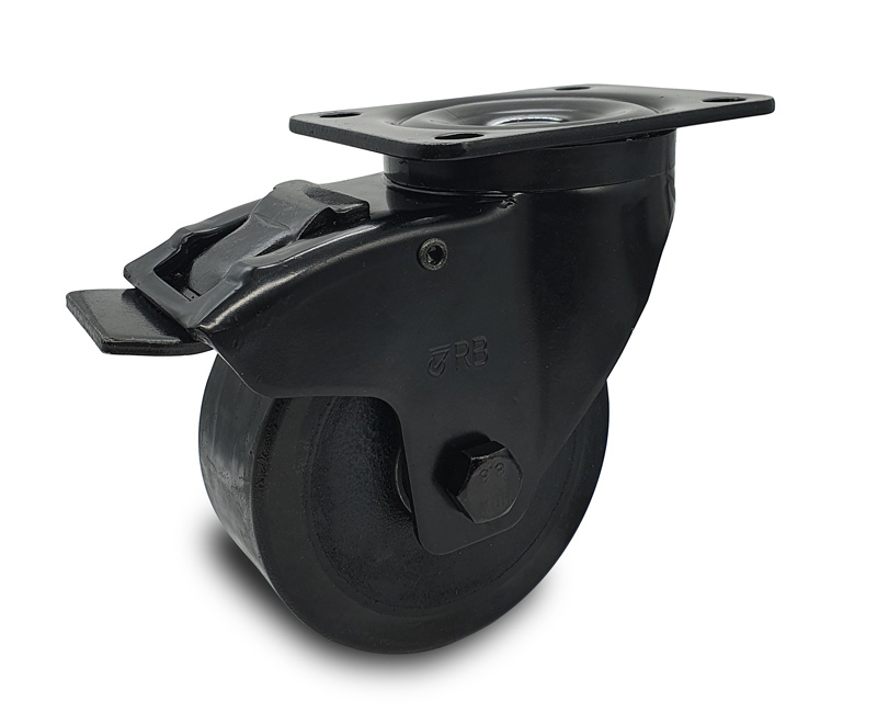 Finnhomy Lot de 4 roulettes pivotantes filetées très résistantes de 6,35 mm à 50,8 x 2,5 cm avec frein pour étagères métalliques, en polyuréthane, charge de 362,9 kg, anti-usure, lisses, noires