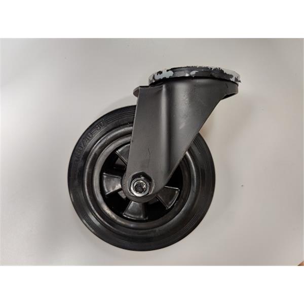 Swivel castor with solid rubber wheel and bolt hole fitting