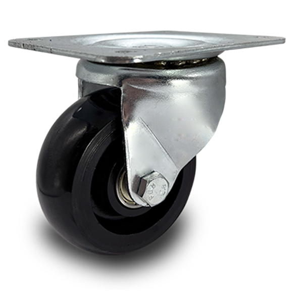 Swivel castor with polyurethane wheel and less offset