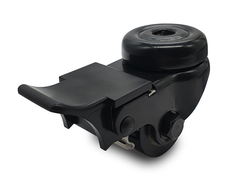 Block Rocker Castor Black double swivel castor with polyurethane wheel and brake | Swivel ...