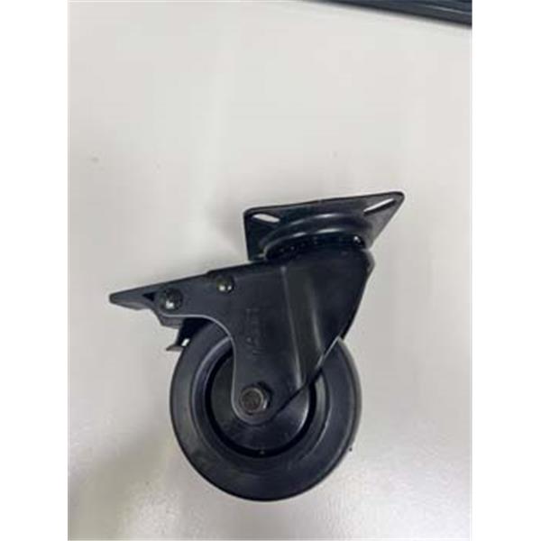 Black rubber swivel castor with brake